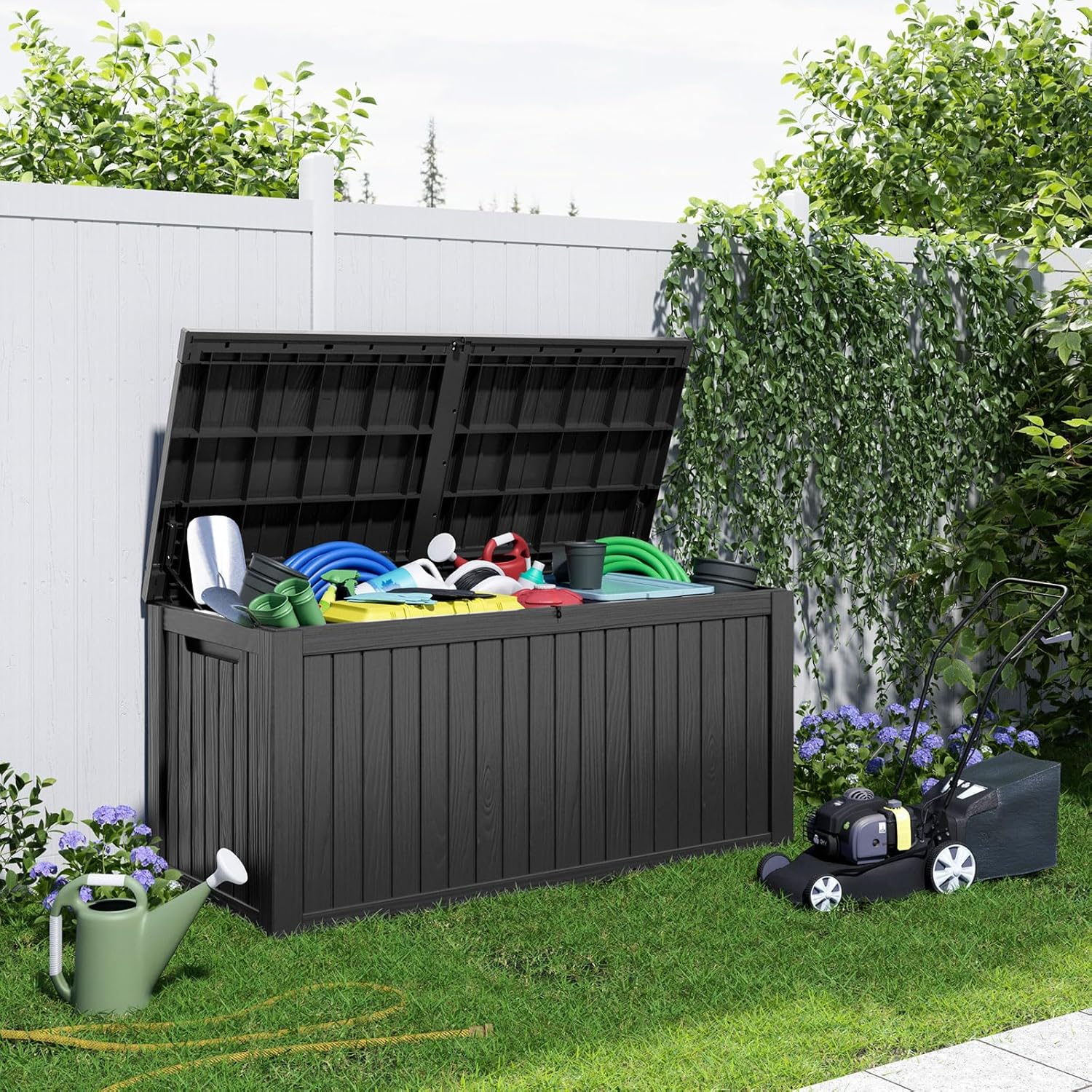 180Gal Lockable Resin Deck Box - Outdoor Furniture Waterproof ulasan dan harga
