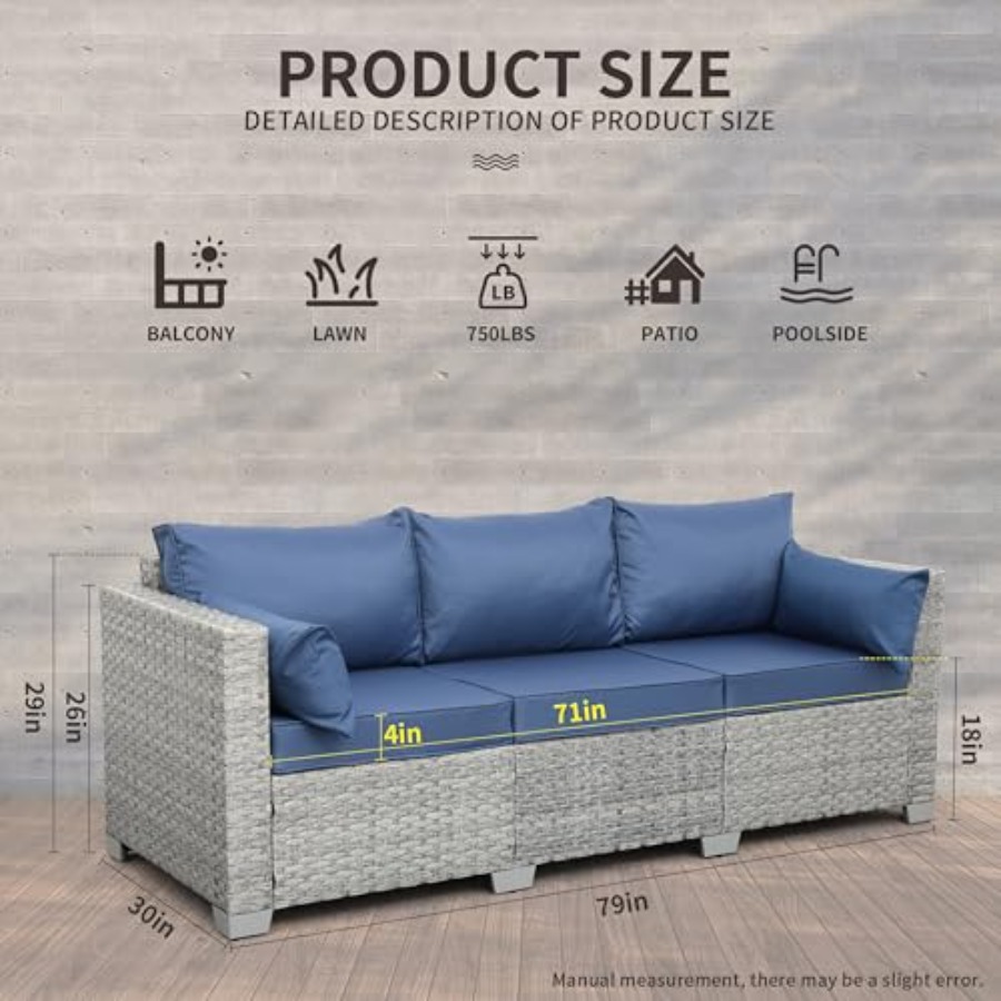 Outdoor Couch 3 Seater Wicker  - Outdoor Furniture Patio ulasan dan harga