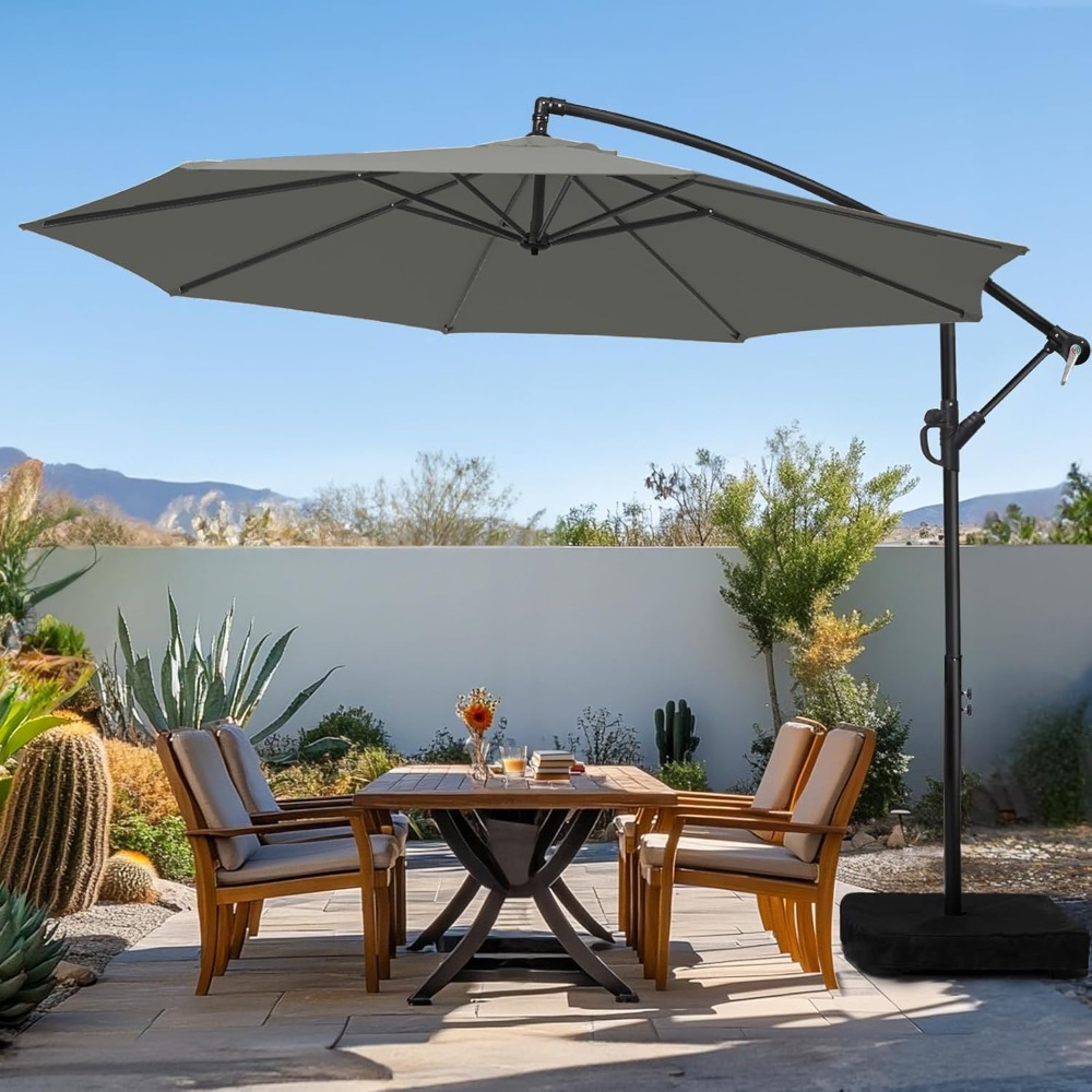 10ft Patio Umbrella with Base  - Outdoor Furniture With Umbrella ulasan dan harga